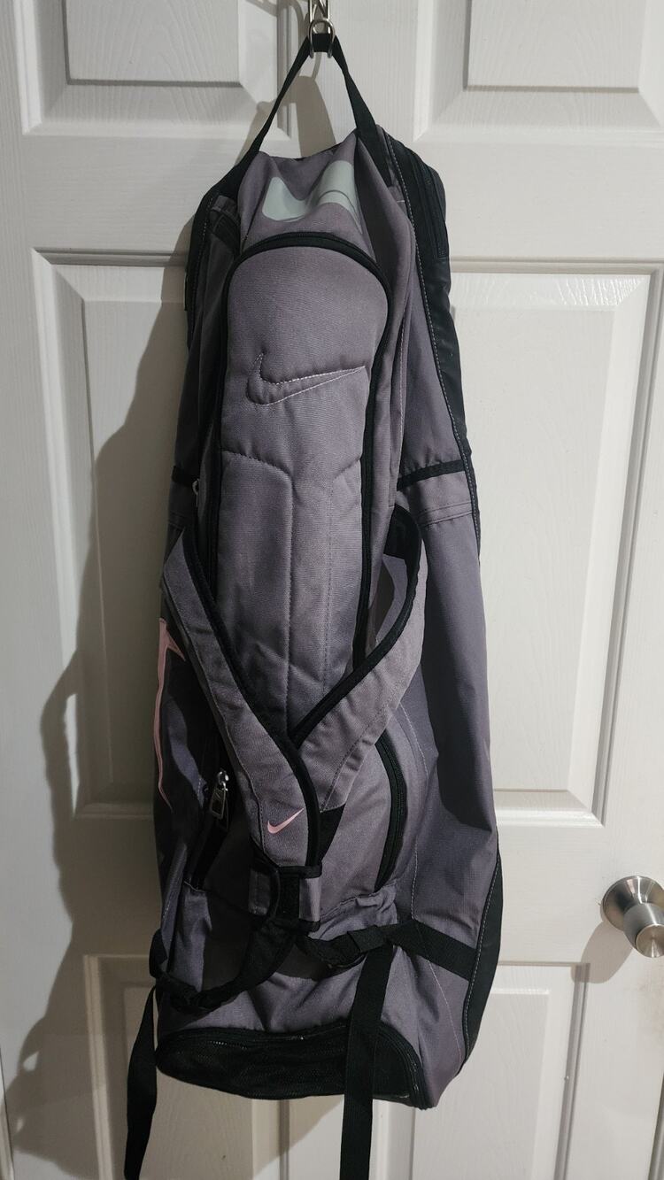 Nike Gray Black Pink Swoosh Sports Equipment Gear Backpack Bag